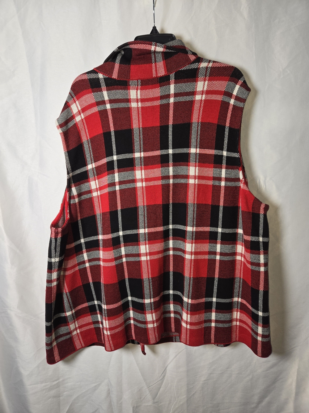 Chaps By Ralph LaurenRed Black White Plaid Zip-Front Women's Vest - Picture 3 of 8